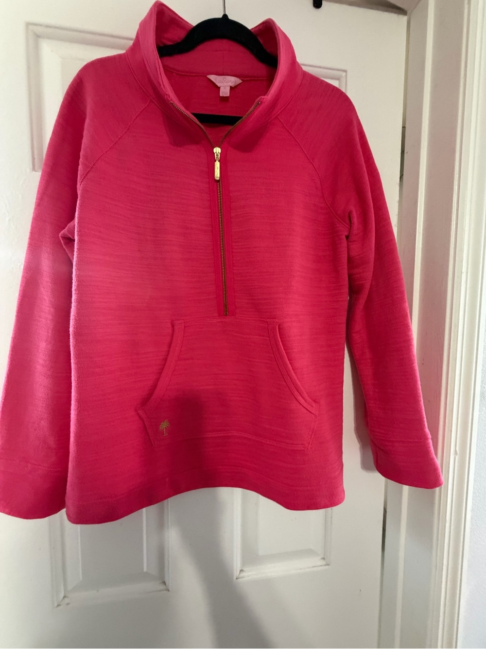 Lilly Pulitzer Hot Pink Half-Zip Pullover with Gold Zipper